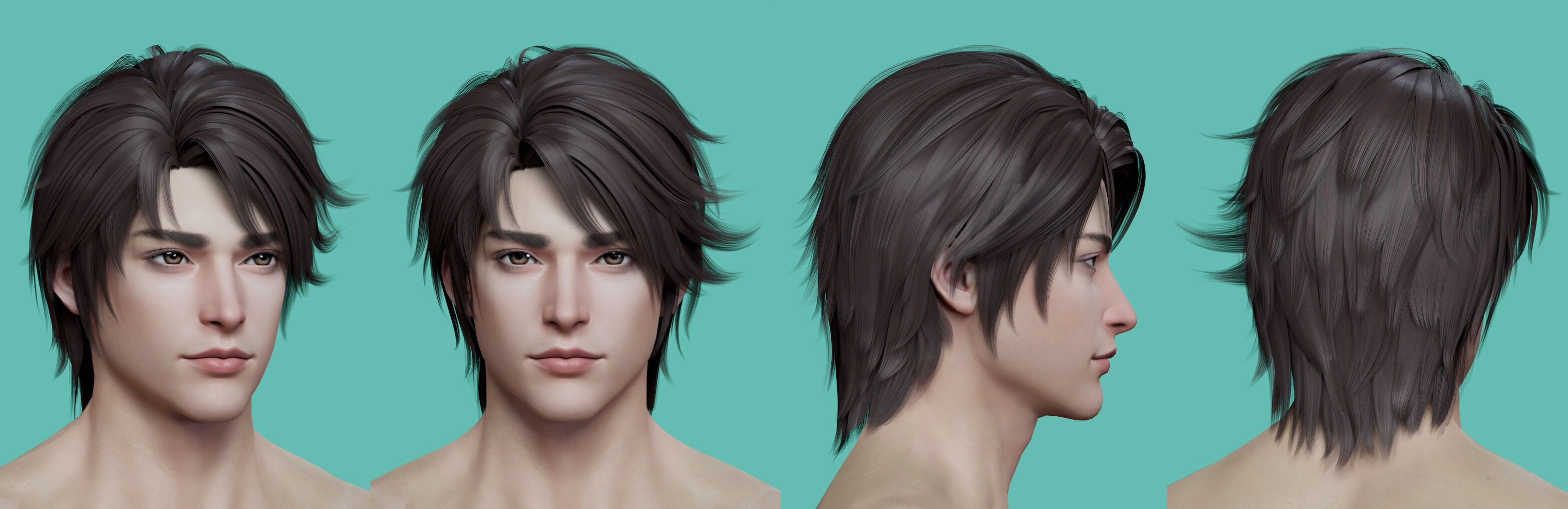 21 Real-time mann Hairstyles collection 10 Low-poly 3D model_1