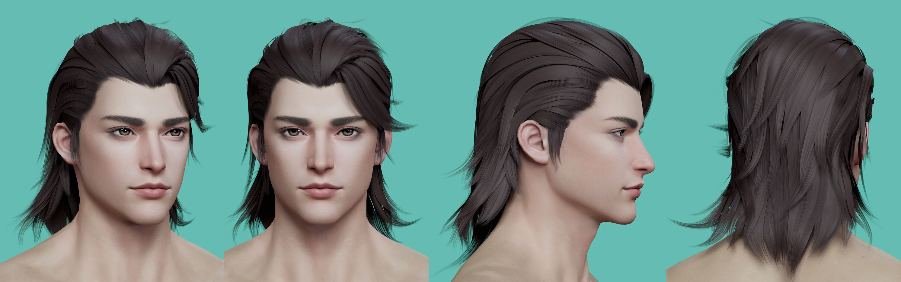 21 Real-time mann Hairstyles collection 10 Low-poly 3D model_9