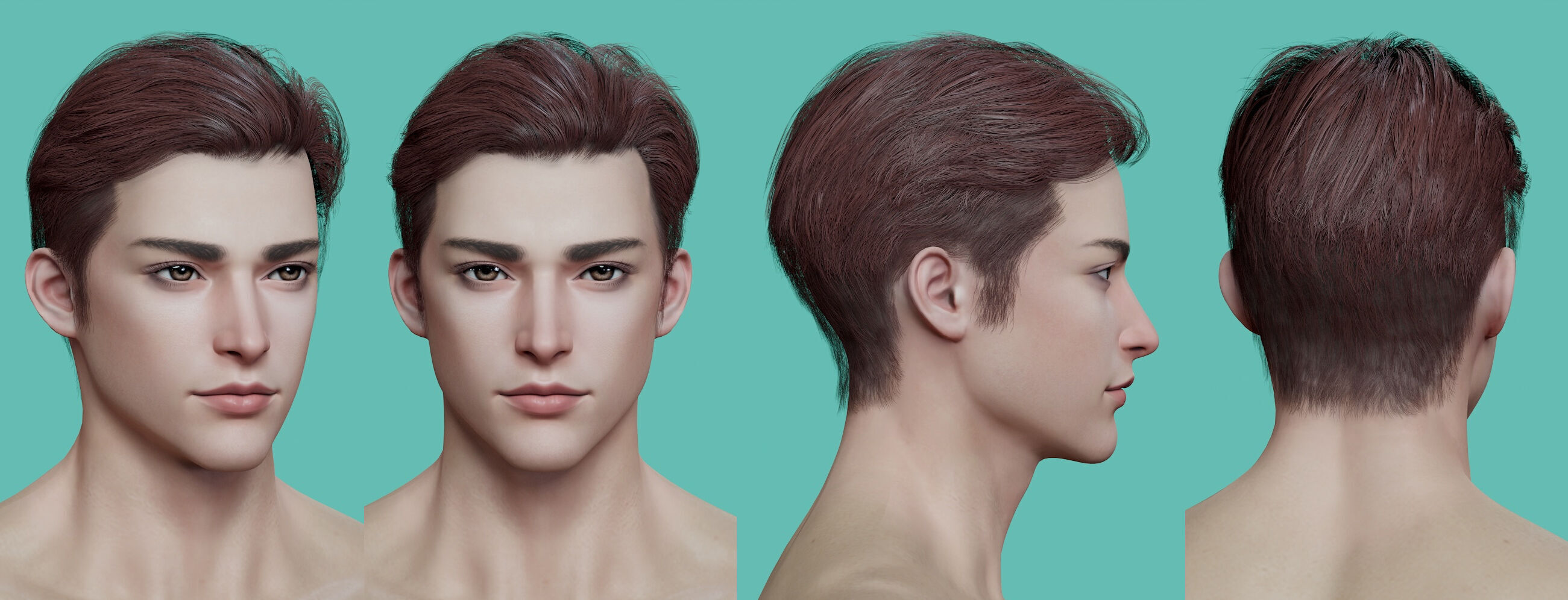21 Real-time mann Hairstyles collection 10 Low-poly 3D model_15