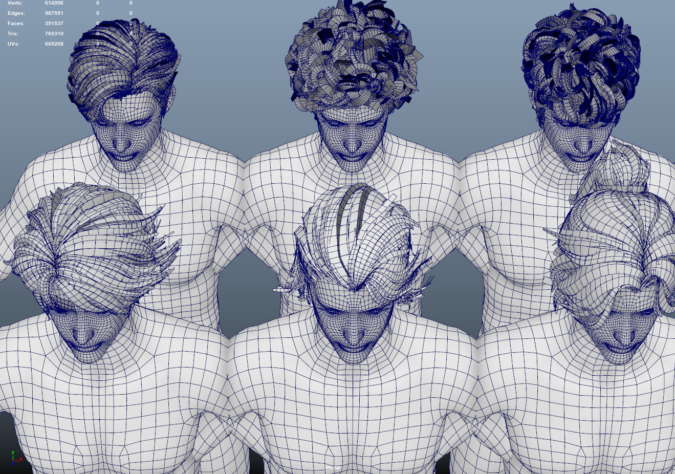 21 Real-time mann Hairstyles collection 10 Low-poly 3D model_10