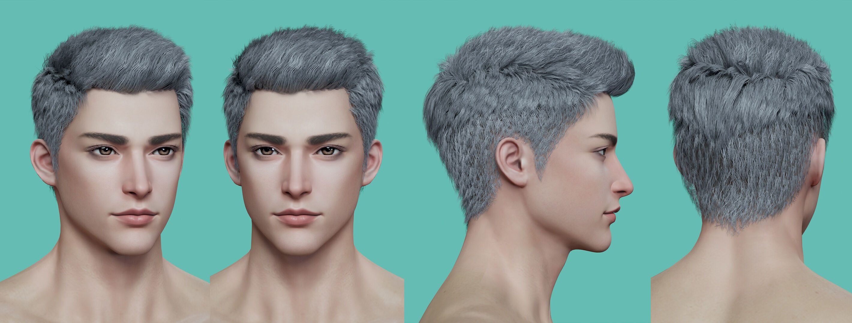 21 Real-time mann Hairstyles collection 10 Low-poly 3D model_18