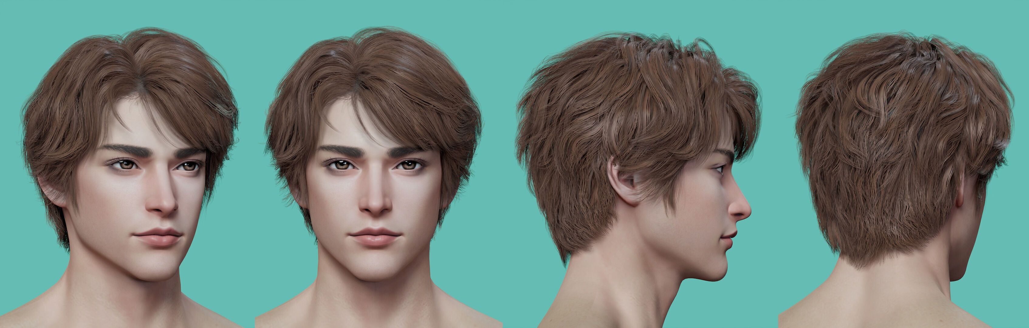 21 Real-time mann Hairstyles collection 10 Low-poly 3D model_5