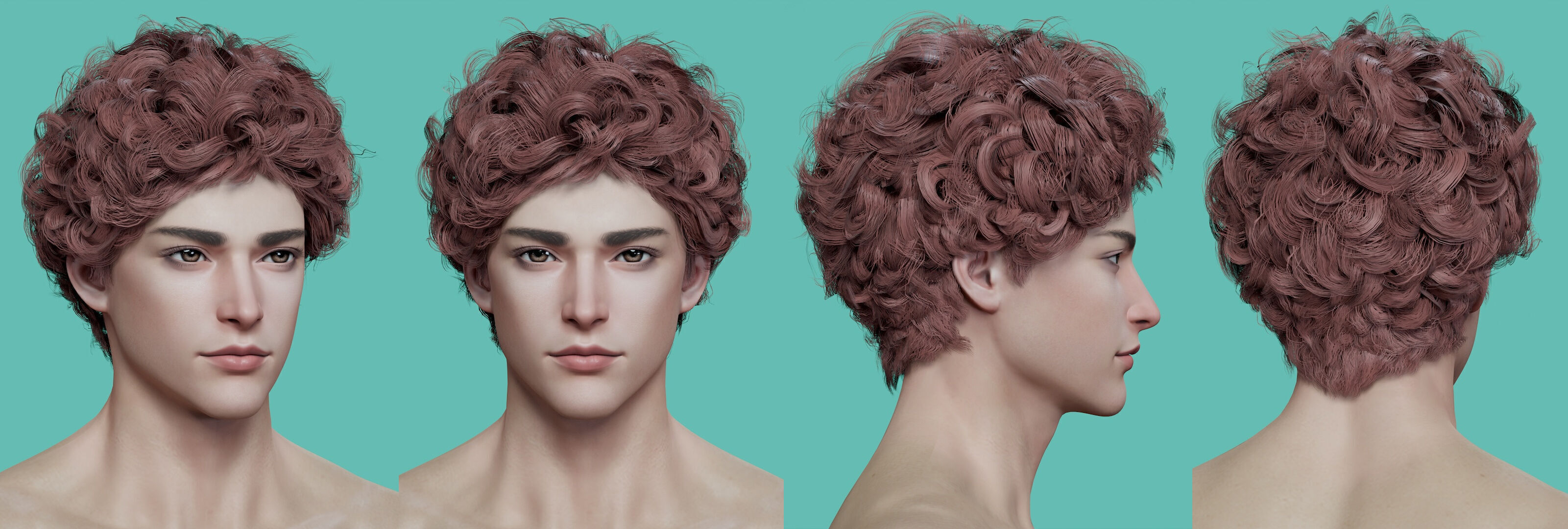 21 Real-time mann Hairstyles collection 10 Low-poly 3D model_2