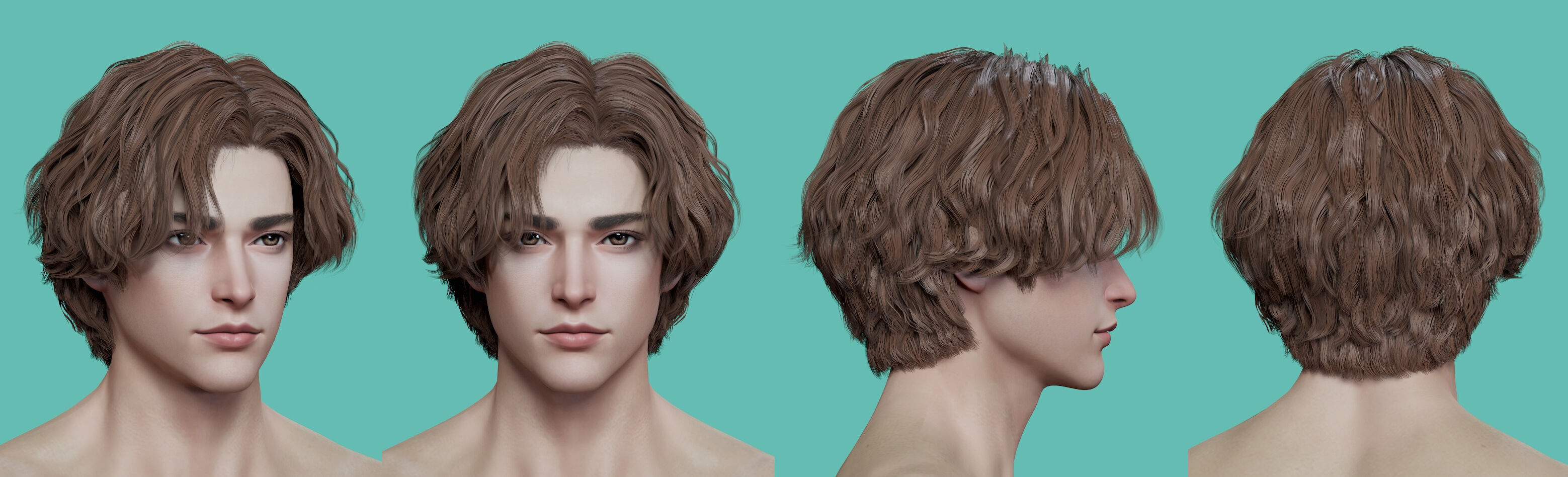 21 Real-time mann Hairstyles collection 10 Low-poly 3D model_4