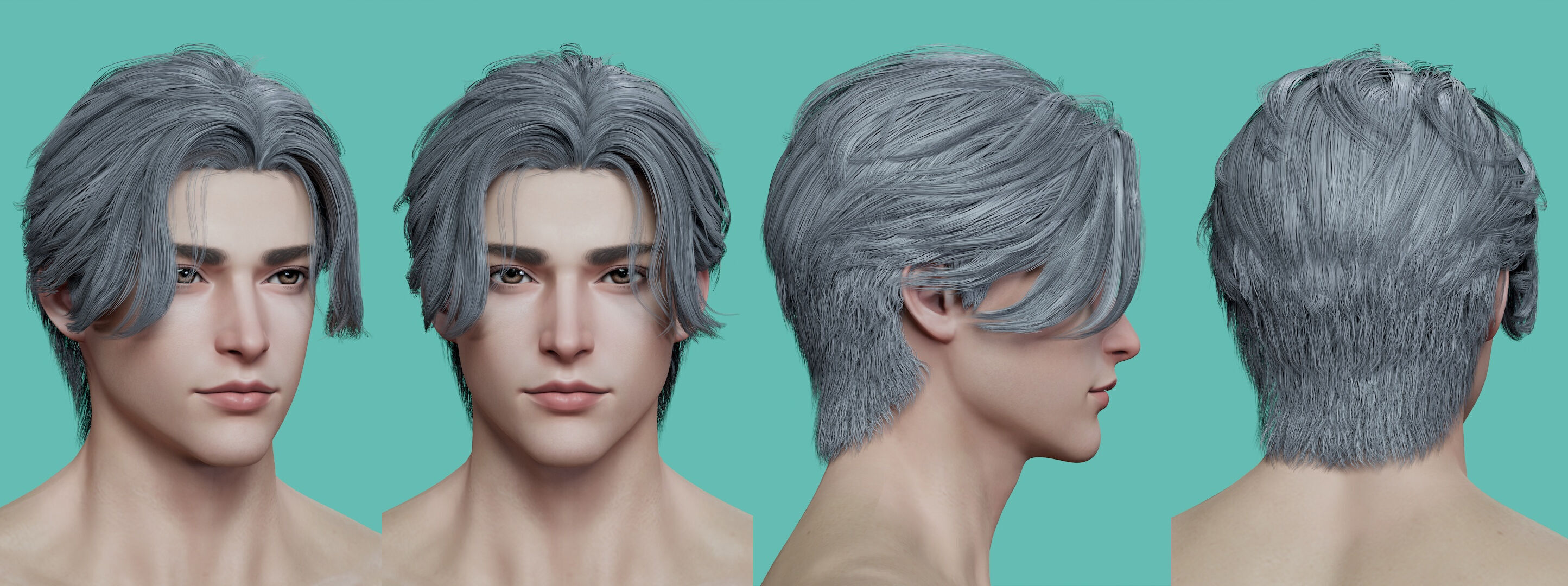 21 Real-time mann Hairstyles collection 10 Low-poly 3D model_17