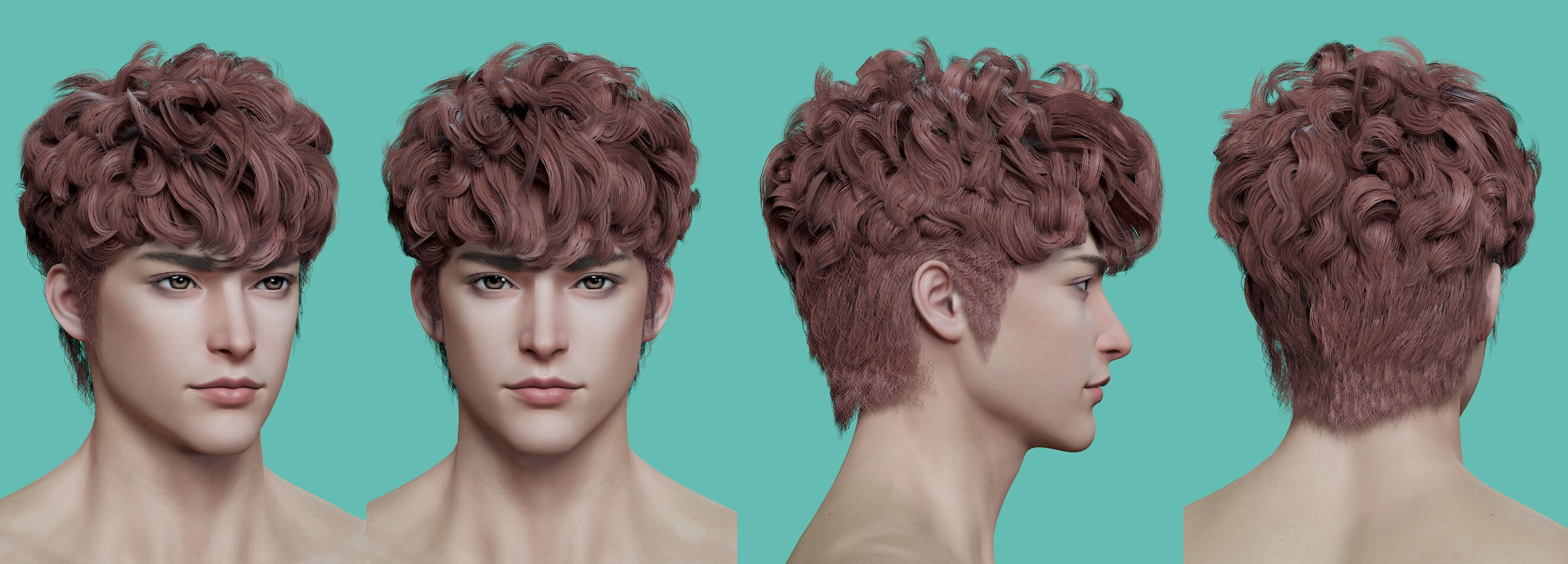 21 Real-time mann Hairstyles collection 10 Low-poly 3D model_3