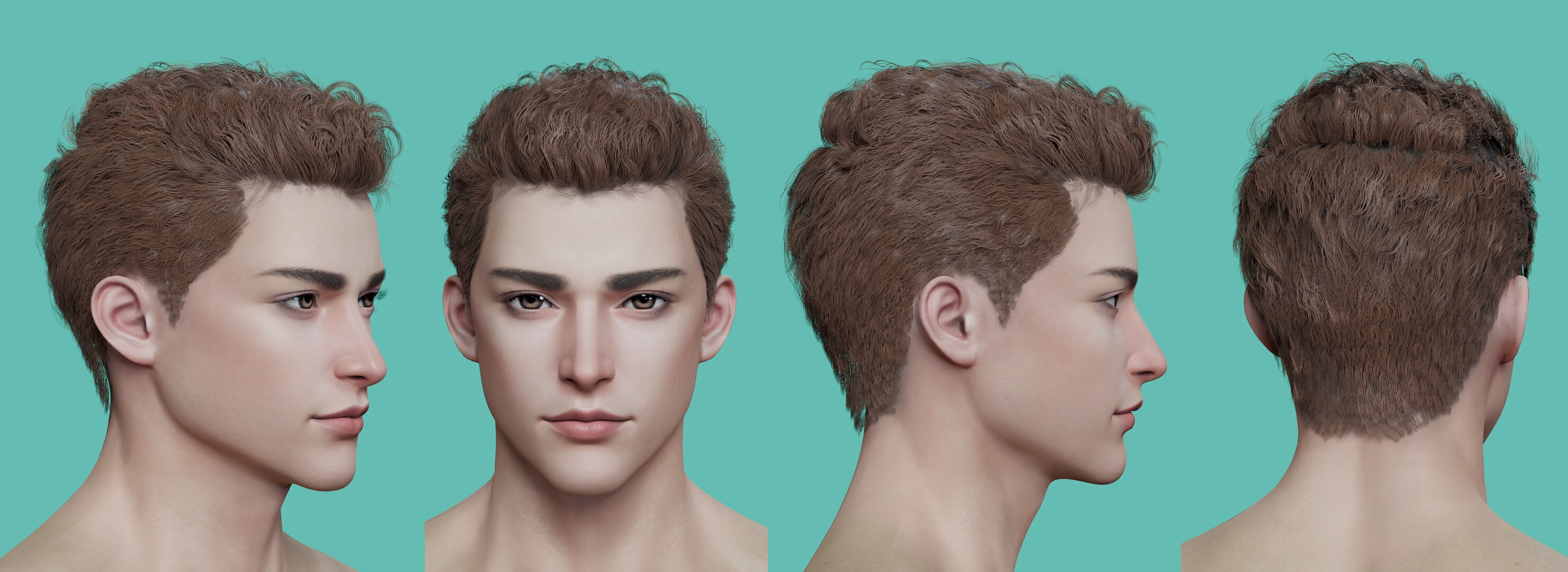 21 Real-time mann Hairstyles collection 10 Low-poly 3D model_7