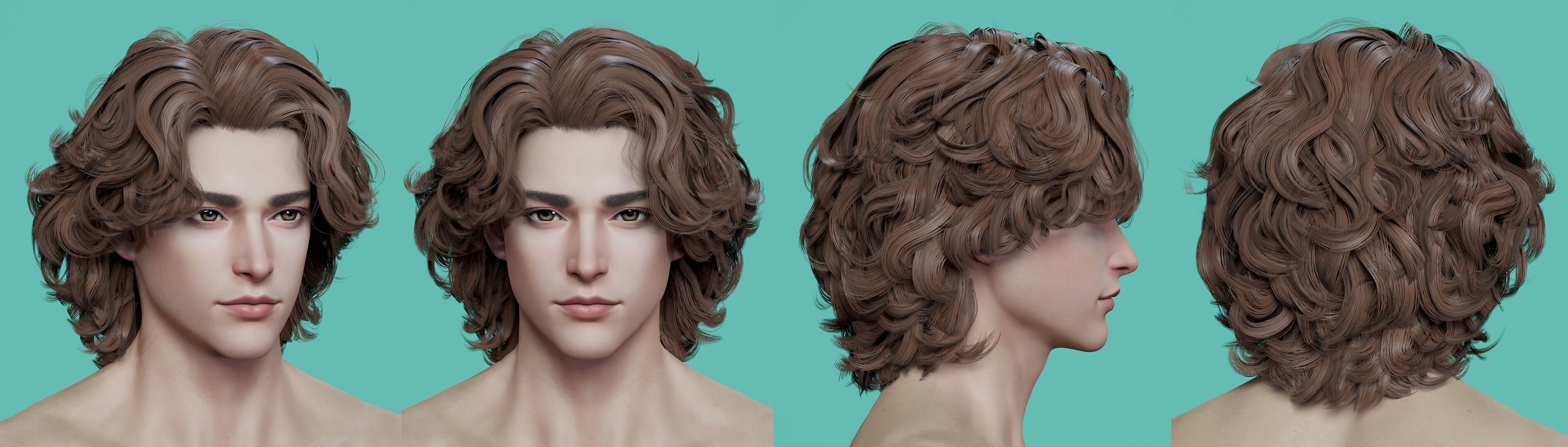 21 Real-time mann Hairstyles collection 10 Low-poly 3D model_8