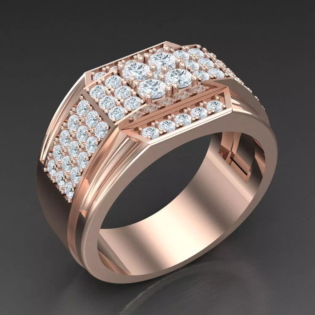 Modern Men Ring 3D CAD File 4MR064 3D print model_0