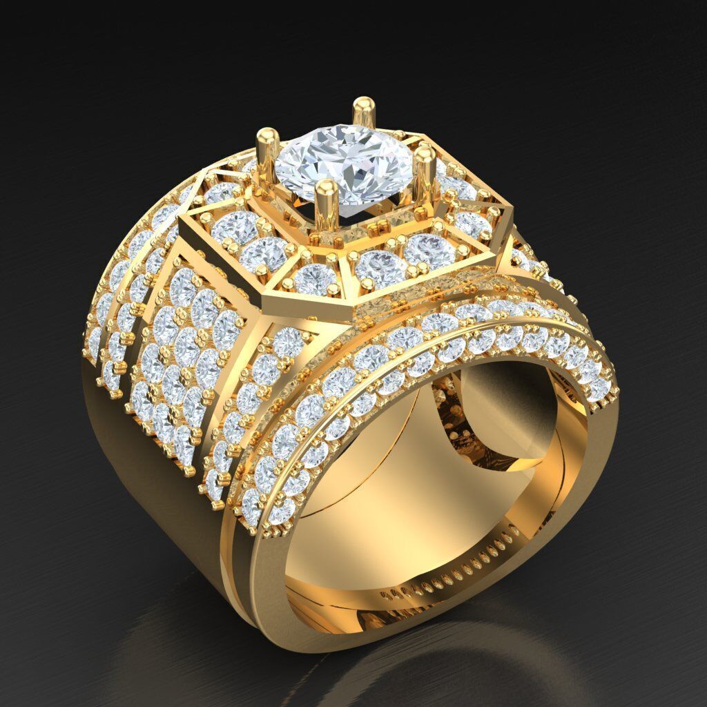 Modern Men Ring 3D CAD File 4MR056 3D print model_3