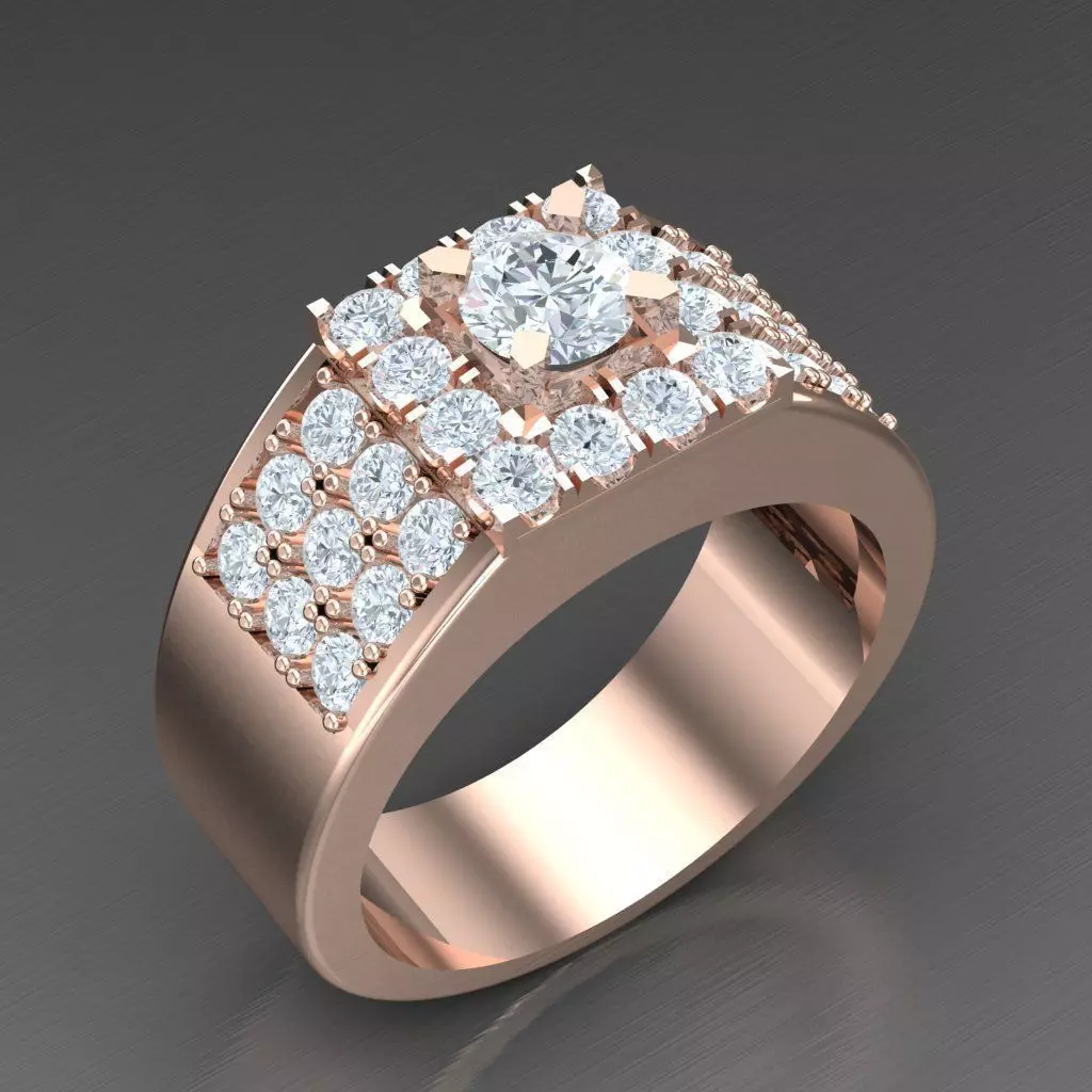 Modern Men Ring 3D CAD File 4MR041 3D print model_0