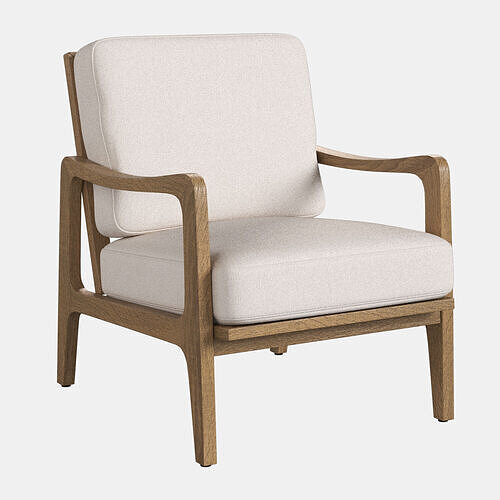 Murcia Armchair - Cream Linen Fabric Seat - Solid 3D model