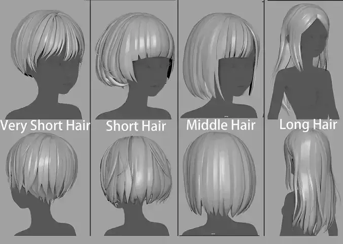 4 cartoon Stylized Haisr package 03 for female girl Low-poly 3D model