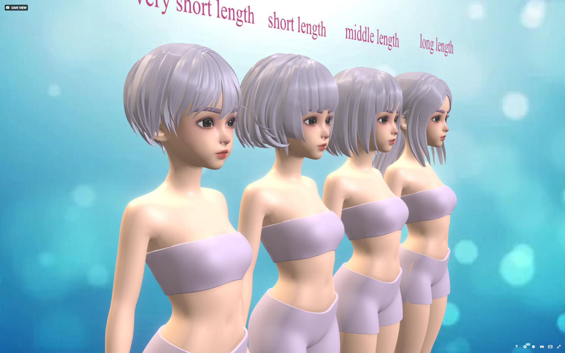 4 cartoon Stylized Haisr package 03 for female girl Low-poly 3D model_29