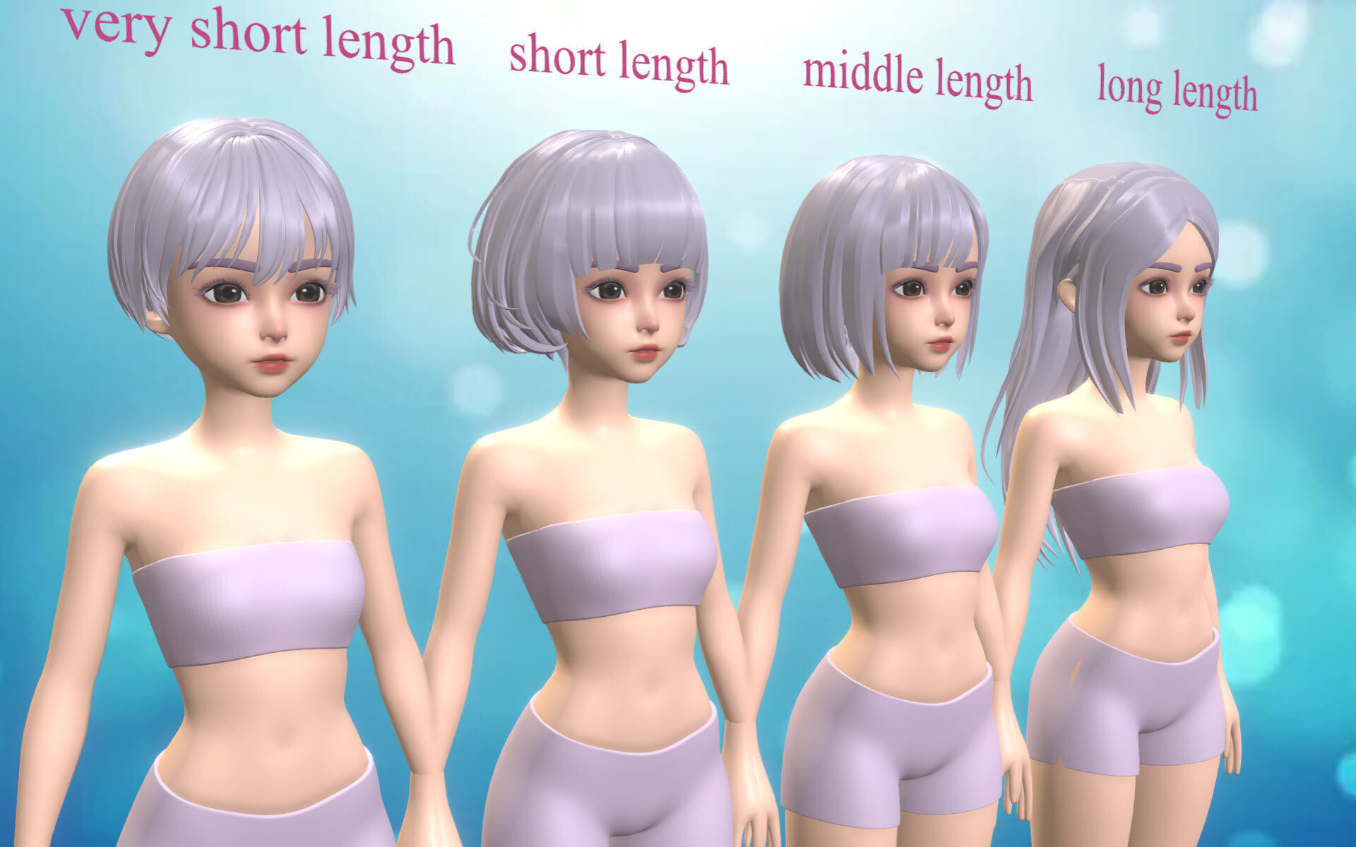 4 cartoon Stylized Haisr package 03 for female girl Low-poly 3D model_28