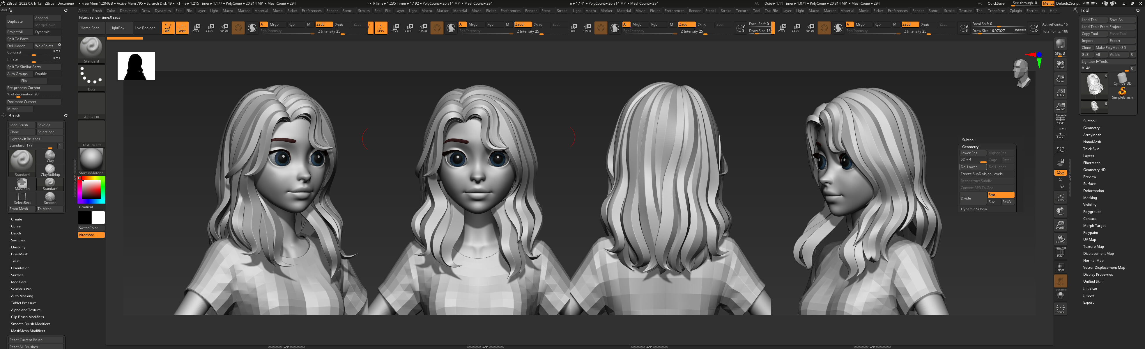 Highpoly and Lowpoly 8 cartoon Stylized Hair package 5  Low-poly 3D model_10