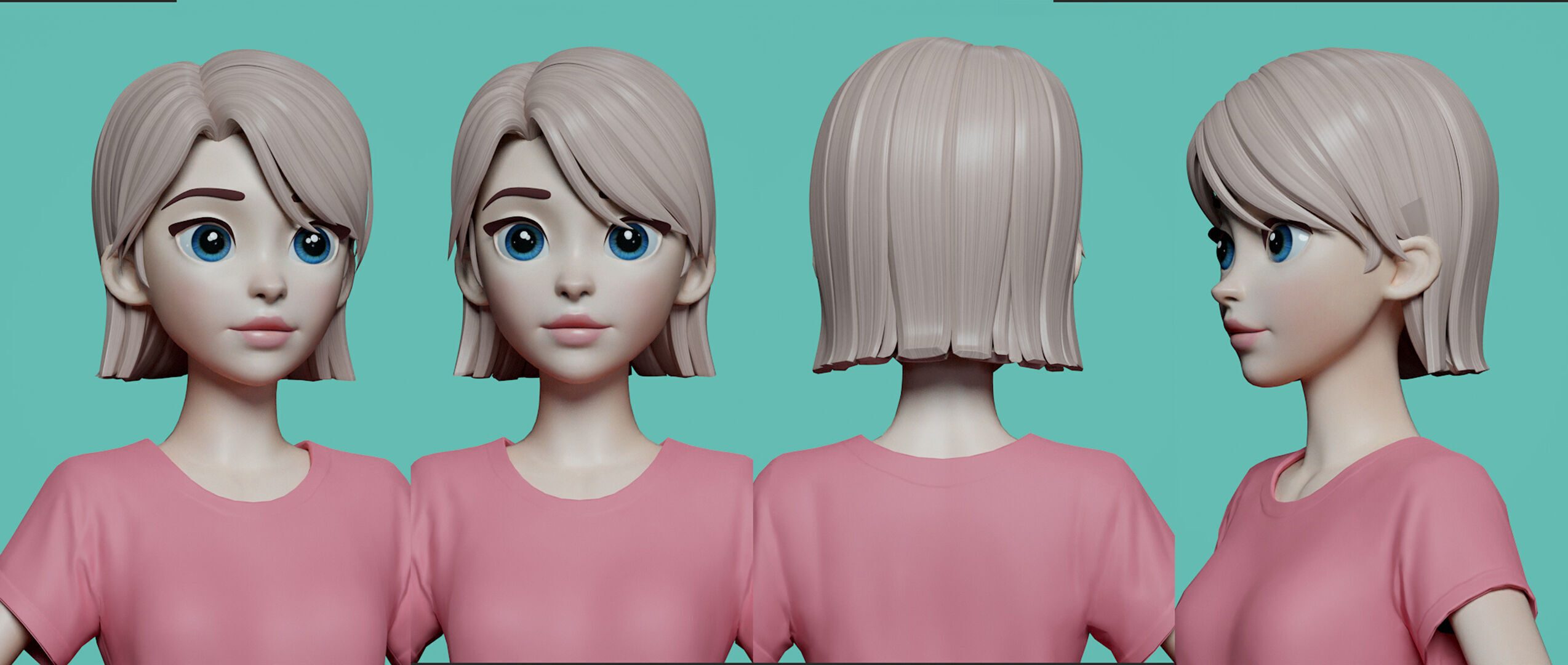 Highpoly and Lowpoly 8 cartoon Stylized Hair package 5  Low-poly 3D model_7