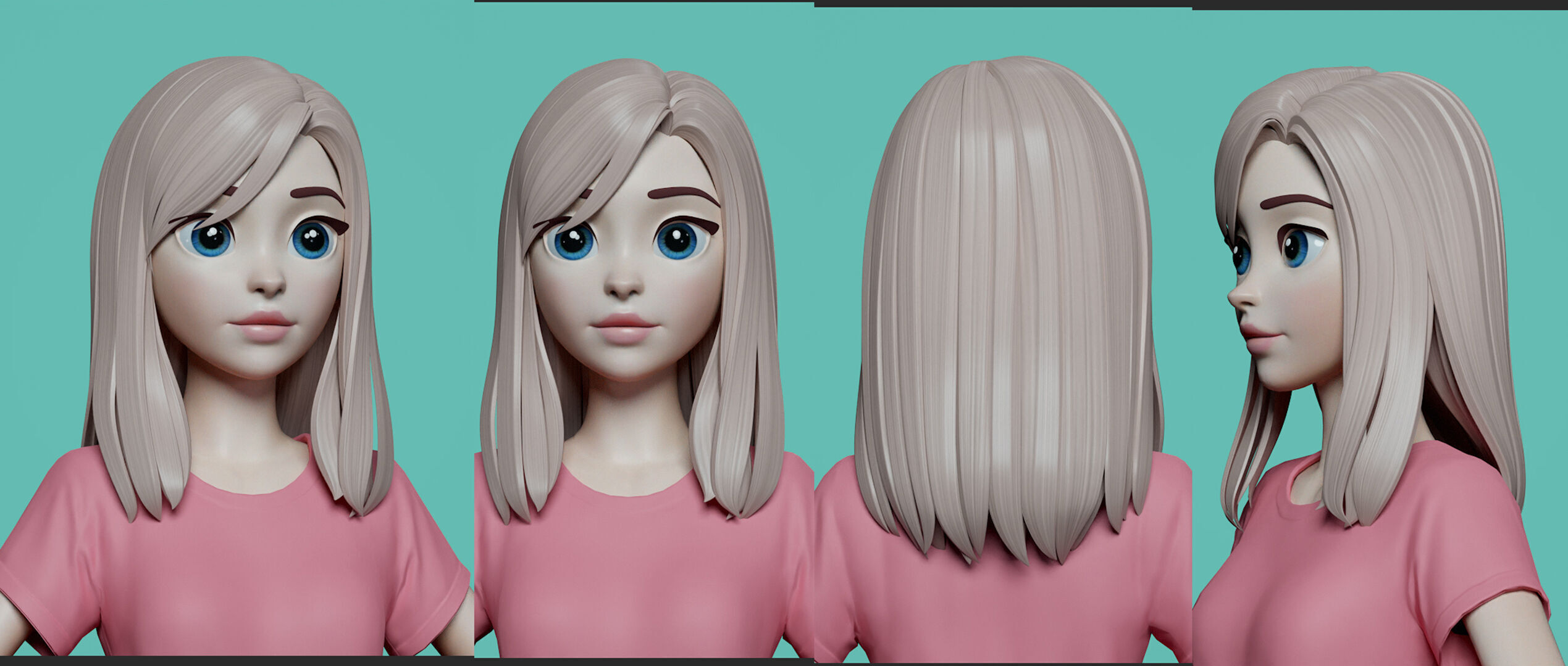 Highpoly and Lowpoly 8 cartoon Stylized Hair package 5  Low-poly 3D model_5