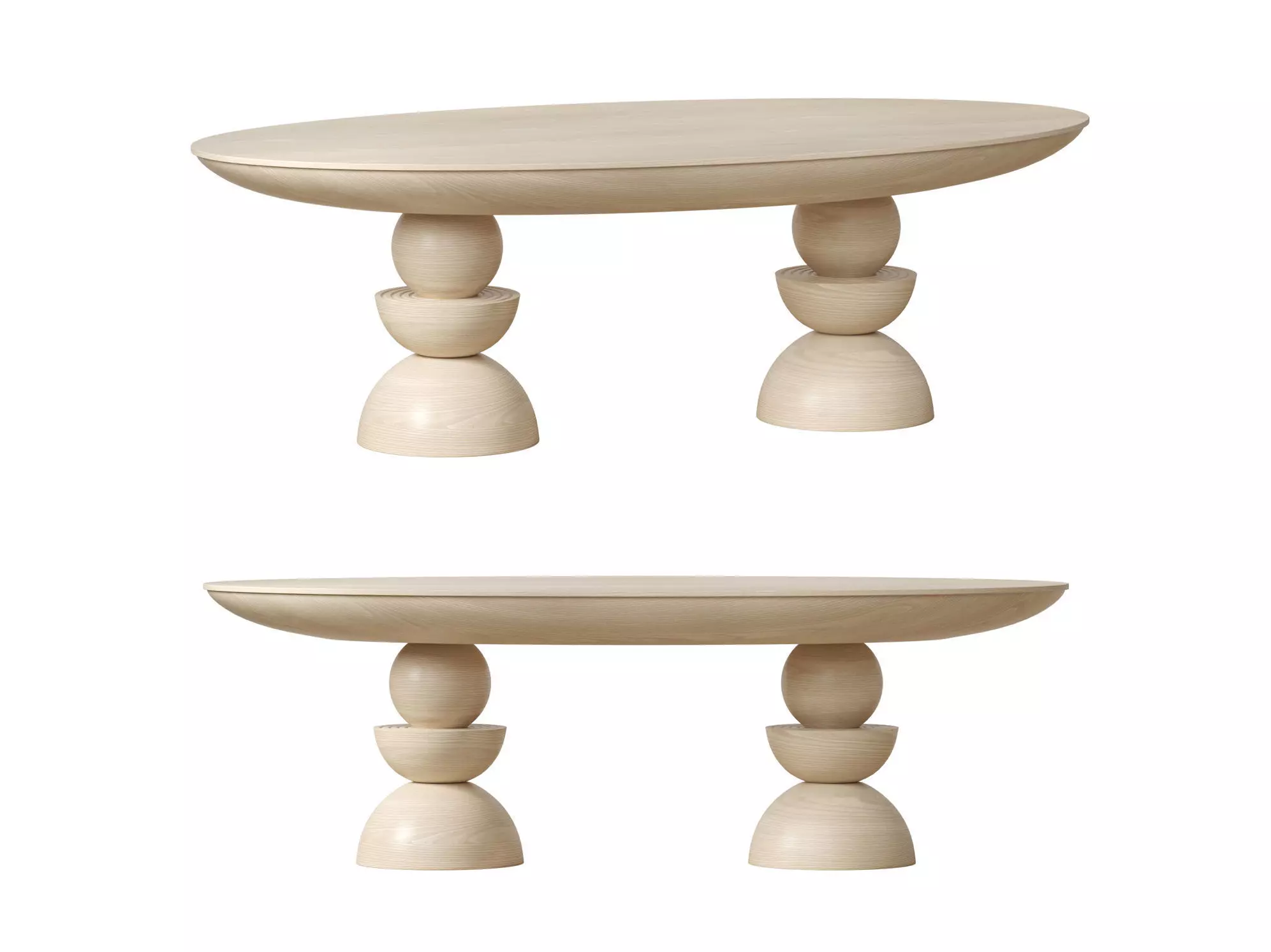 Anthropologie Sonali Oval Double Pedestal Dining Table 3D model_0