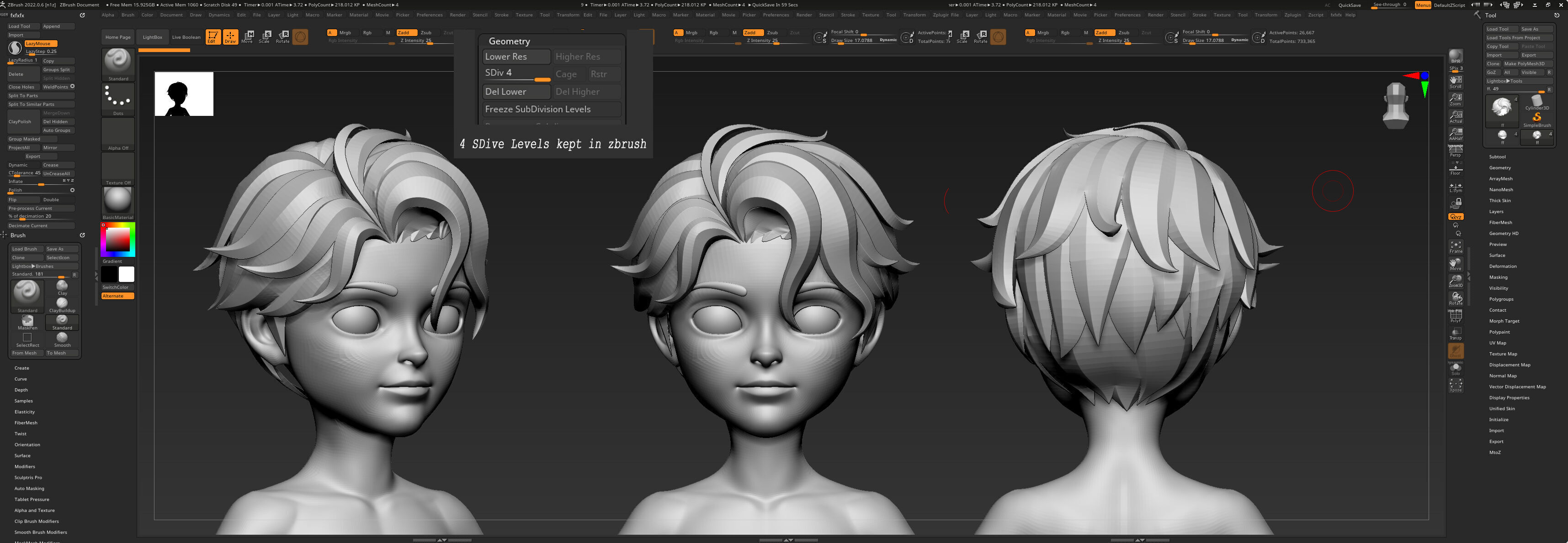 Highpoly and Lowpoly 8 cartoon Stylized Hair package 7 Low-poly 3D model_9