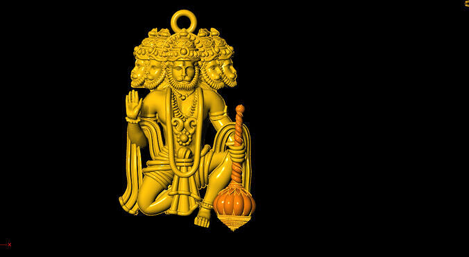 5 Headed Hanuman Locket 3D print model