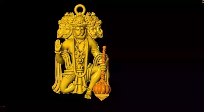 5 Headed Hanuman Locket 3D print model