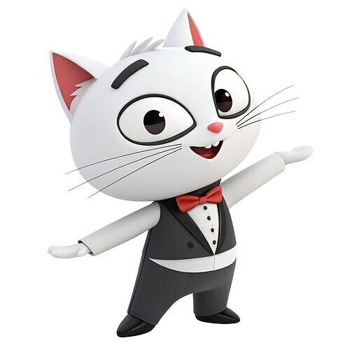 3D Cartoon Cat Character  and Modern Tuxedo 3D model