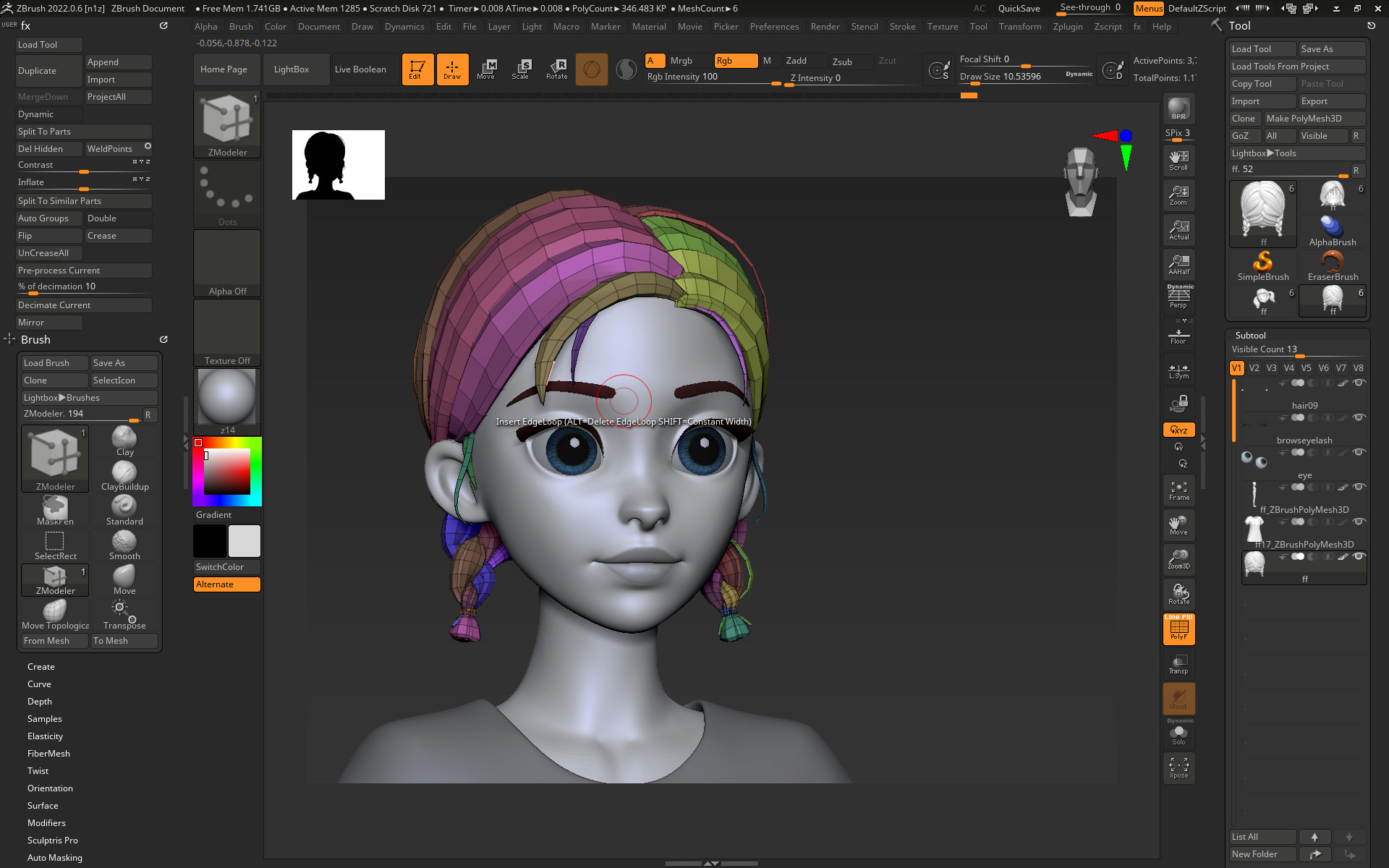 Highpoly and Lowpoly 12 cartoon Stylized Hair package 9 Low-poly 3D model_24