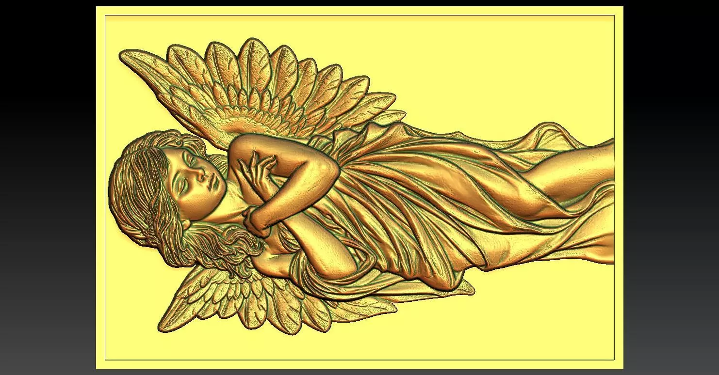 1 angel girl CNC Relief 3D print model_0
