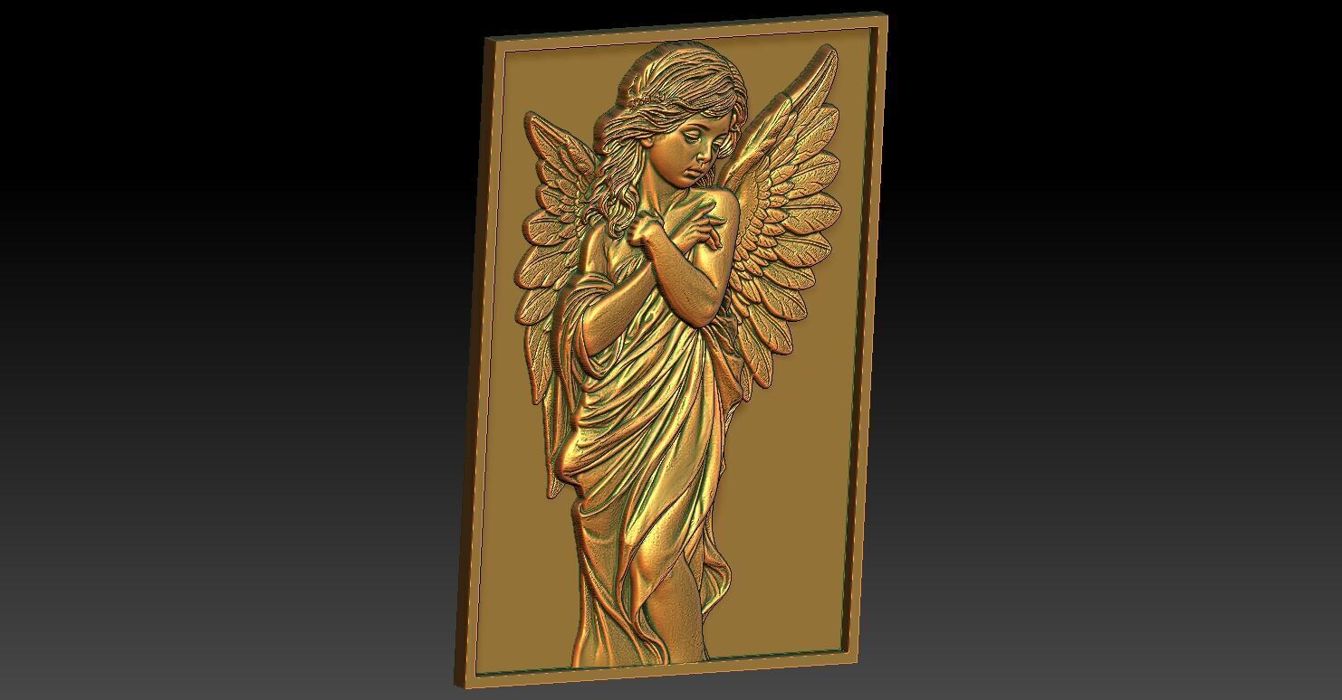 1 angel girl CNC Relief 3D print model_1