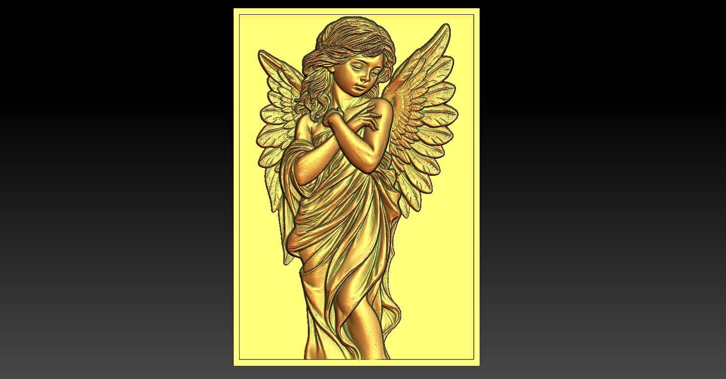 1 angel girl CNC Relief 3D print model_2