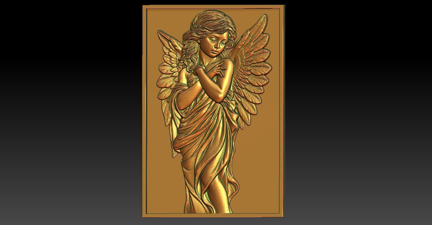 1 angel girl CNC Relief 3D print model_3