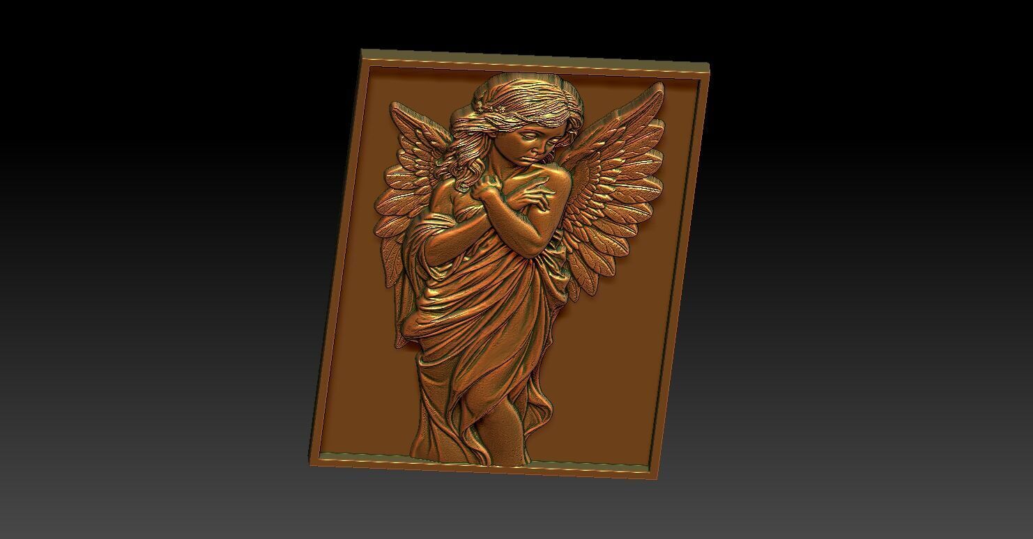 1 angel girl CNC Relief 3D print model_4