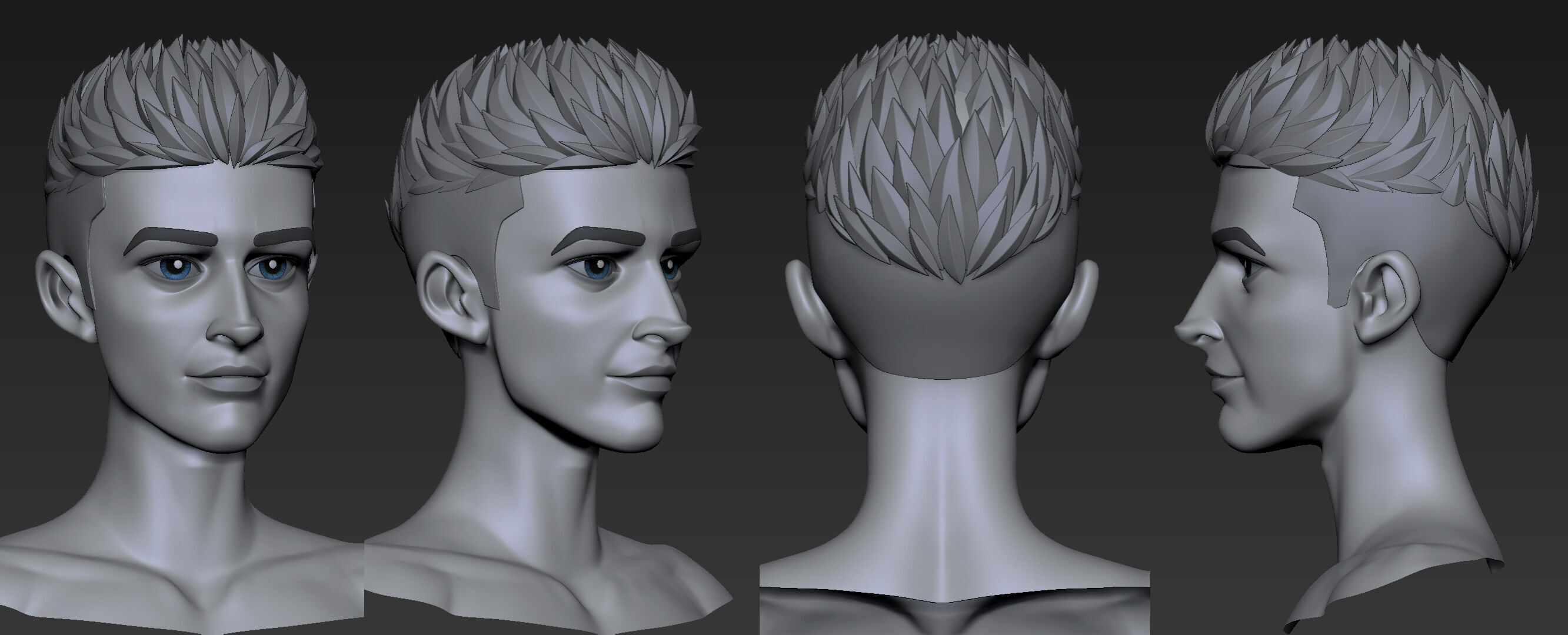  Highpoly and Lowpoly 8 cartoon Stylized Hair package 10 Low-poly 3D model_1