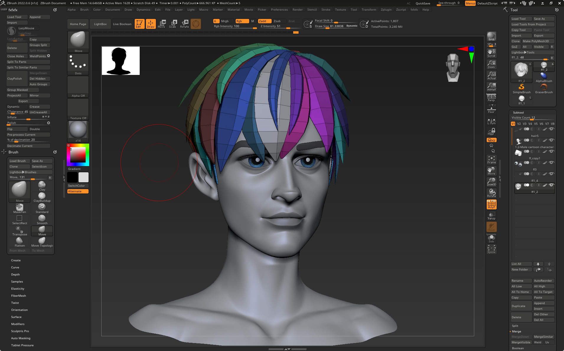  Highpoly and Lowpoly 8 cartoon Stylized Hair package 10 Low-poly 3D model_12