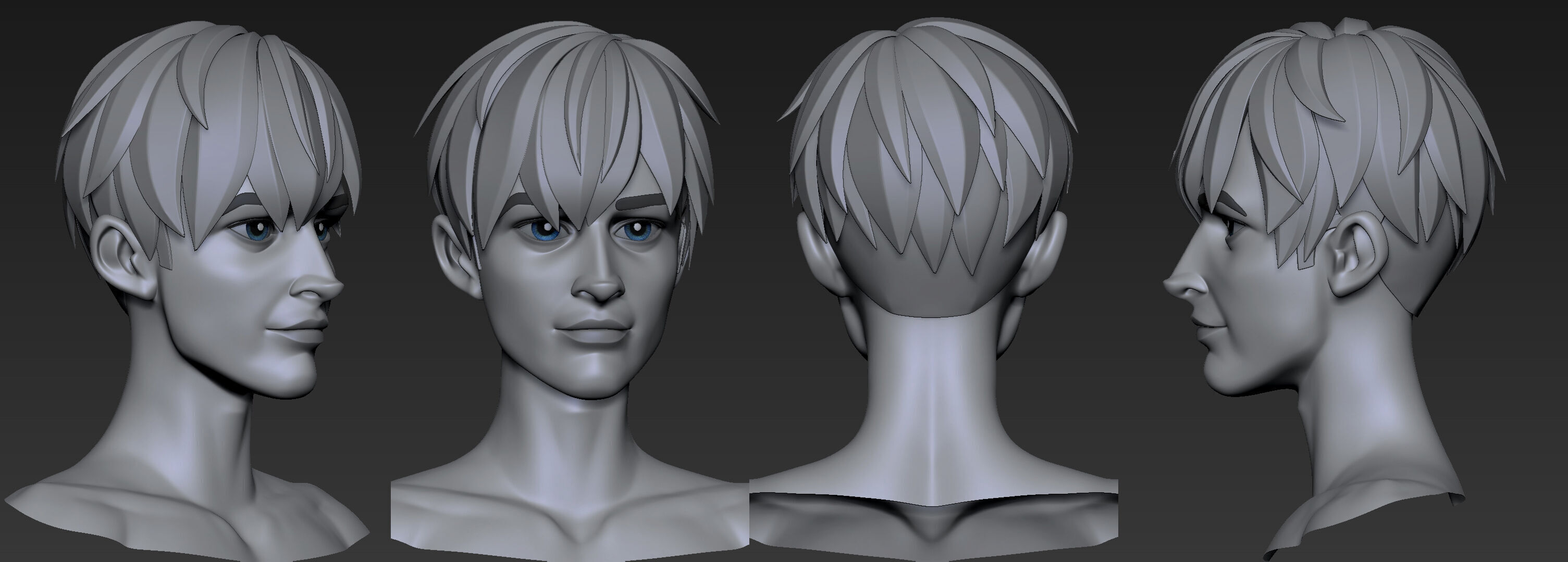  Highpoly and Lowpoly 8 cartoon Stylized Hair package 10 Low-poly 3D model_11