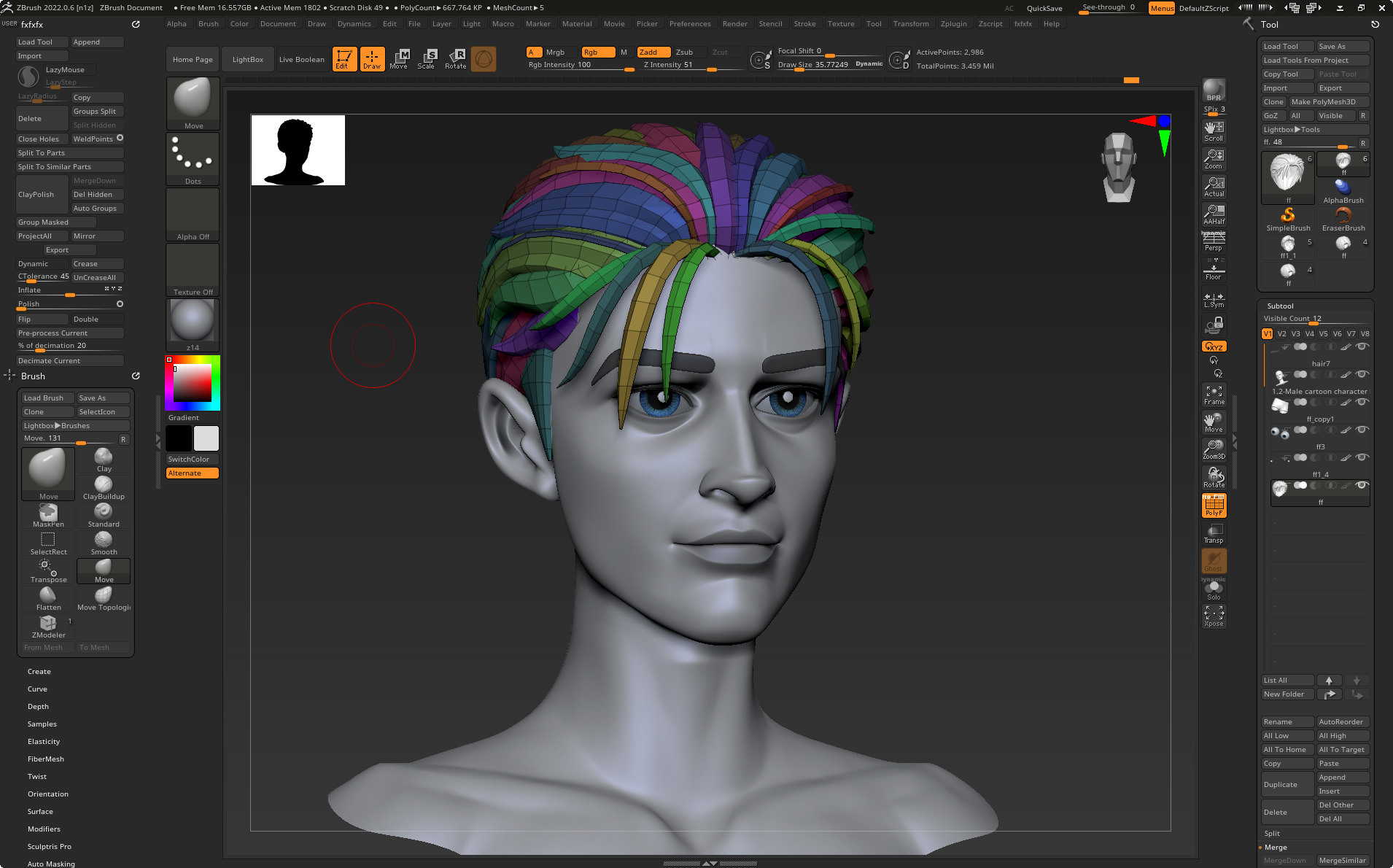  Highpoly and Lowpoly 8 cartoon Stylized Hair package 10 Low-poly 3D model_16