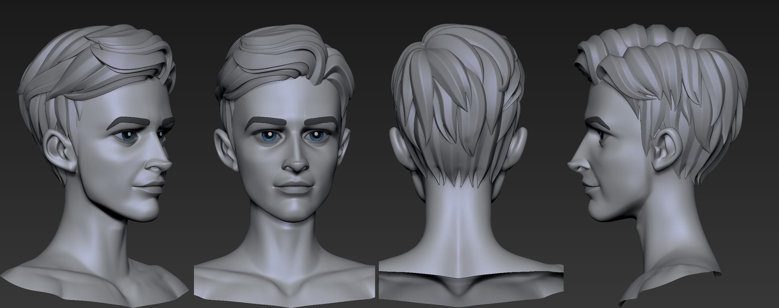  Highpoly and Lowpoly 8 cartoon Stylized Hair package 10 Low-poly 3D model_13