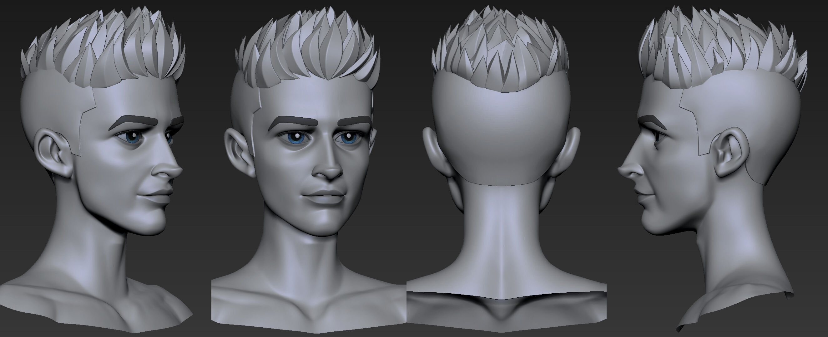  Highpoly and Lowpoly 8 cartoon Stylized Hair package 10 Low-poly 3D model_7