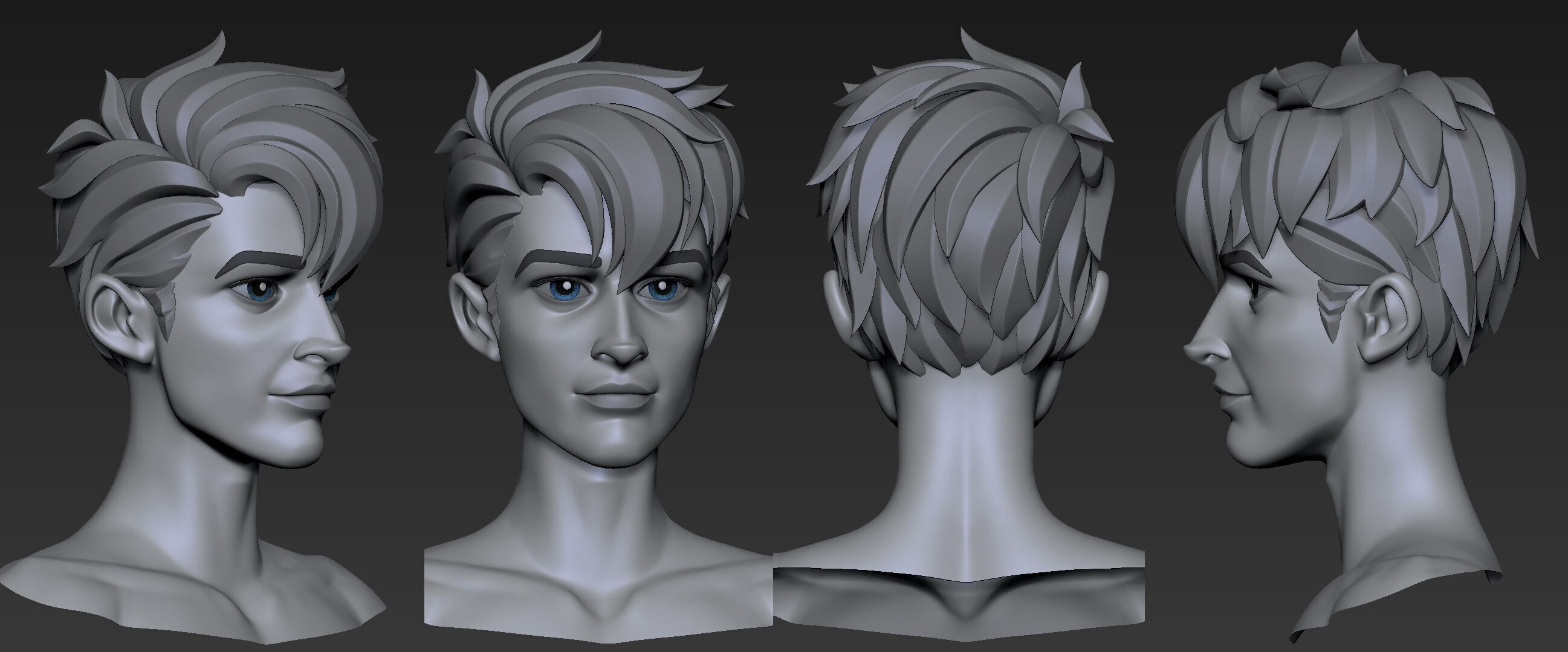  Highpoly and Lowpoly 8 cartoon Stylized Hair package 10 Low-poly 3D model_3