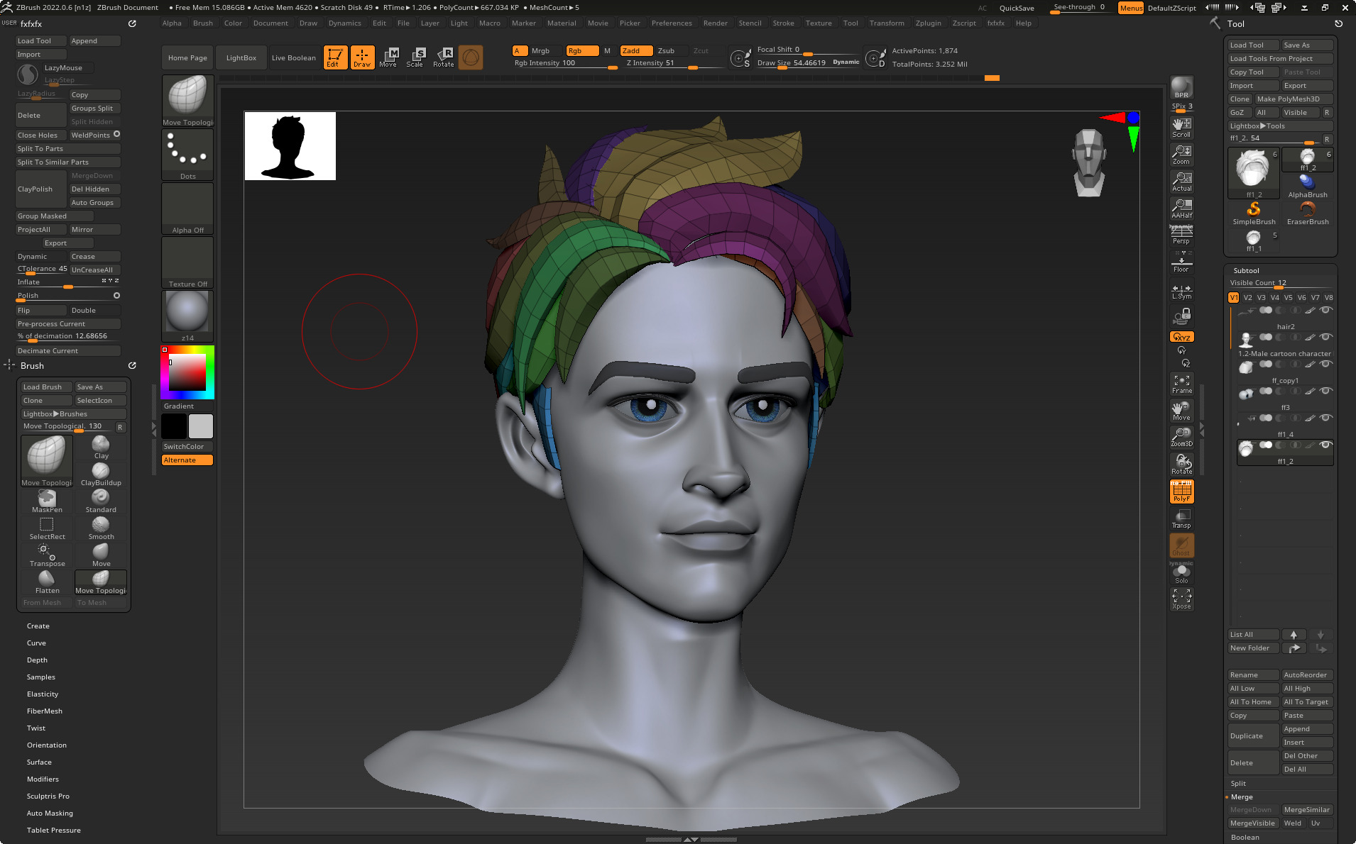  Highpoly and Lowpoly 8 cartoon Stylized Hair package 10 Low-poly 3D model_6