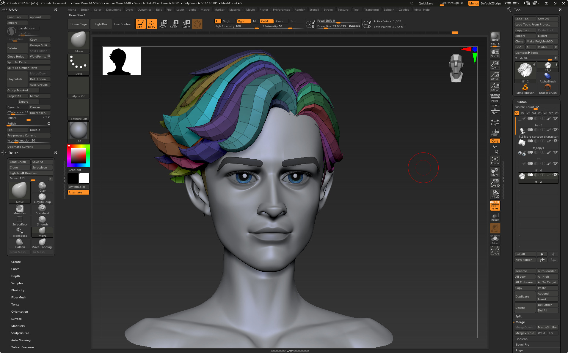 Highpoly and Lowpoly 8 cartoon Stylized Hair package 10 Low-poly 3D model_10