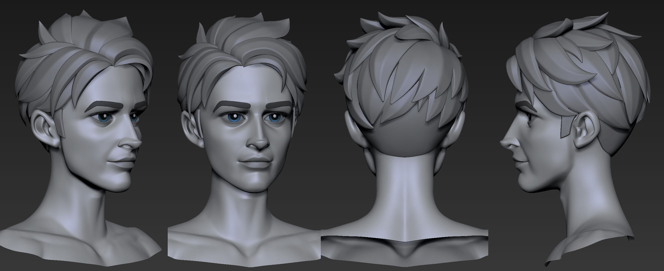  Highpoly and Lowpoly 8 cartoon Stylized Hair package 10 Low-poly 3D model_5