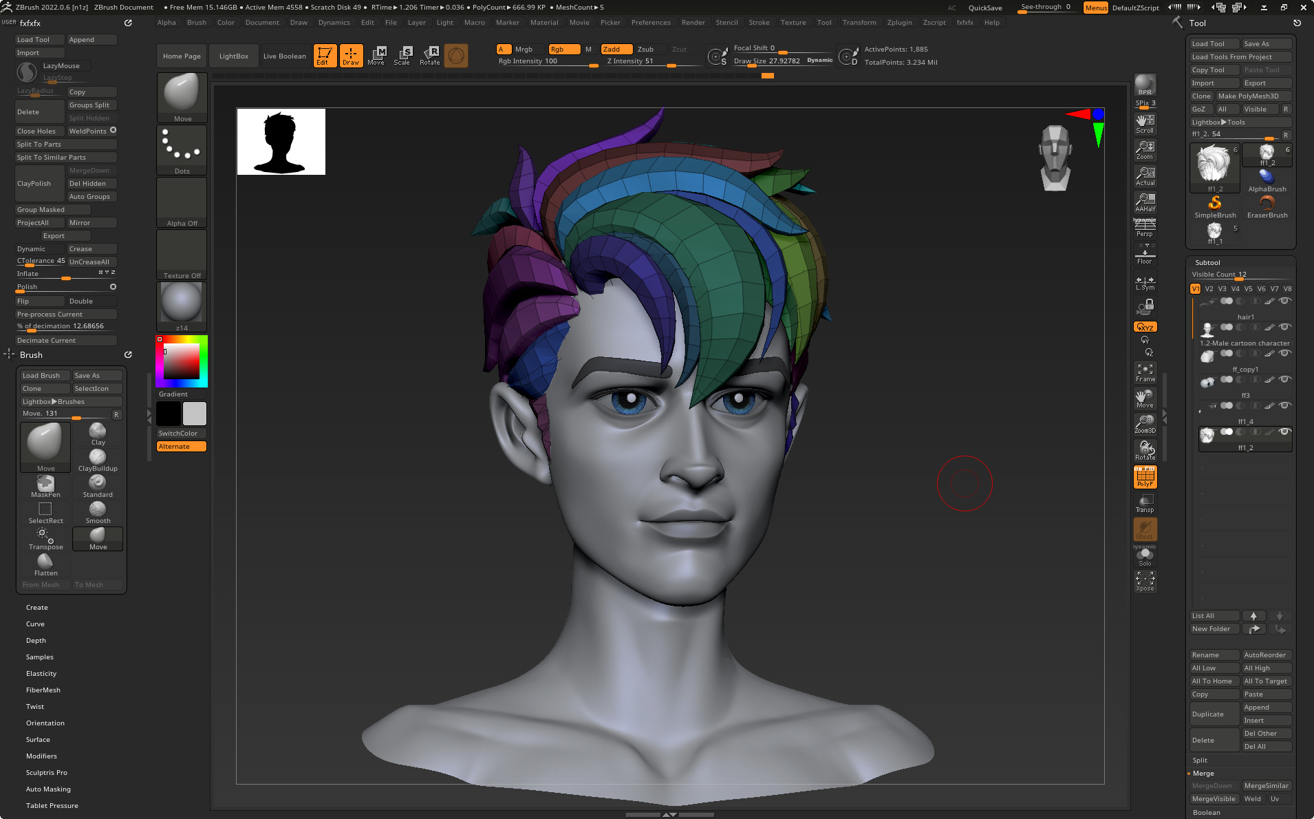  Highpoly and Lowpoly 8 cartoon Stylized Hair package 10 Low-poly 3D model_4