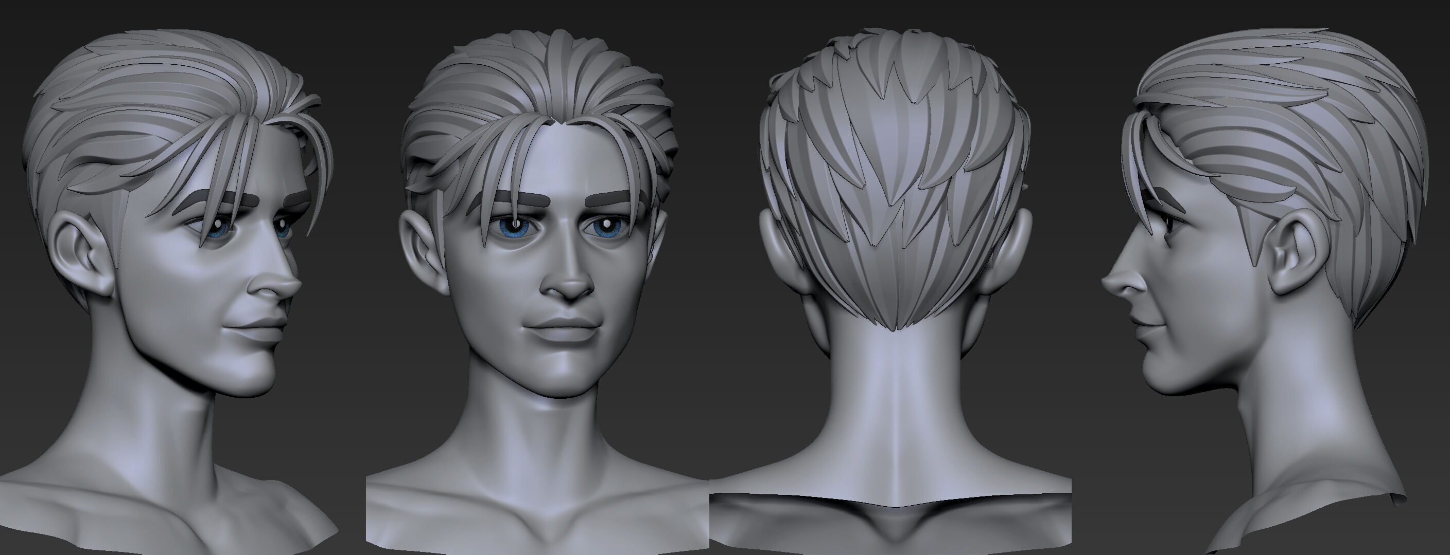  Highpoly and Lowpoly 8 cartoon Stylized Hair package 10 Low-poly 3D model_15