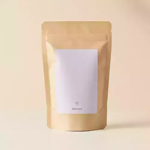 Matte Kraft Stand-Up Pouch with Zip Lock 3D Packaging Model Low-poly 3D model