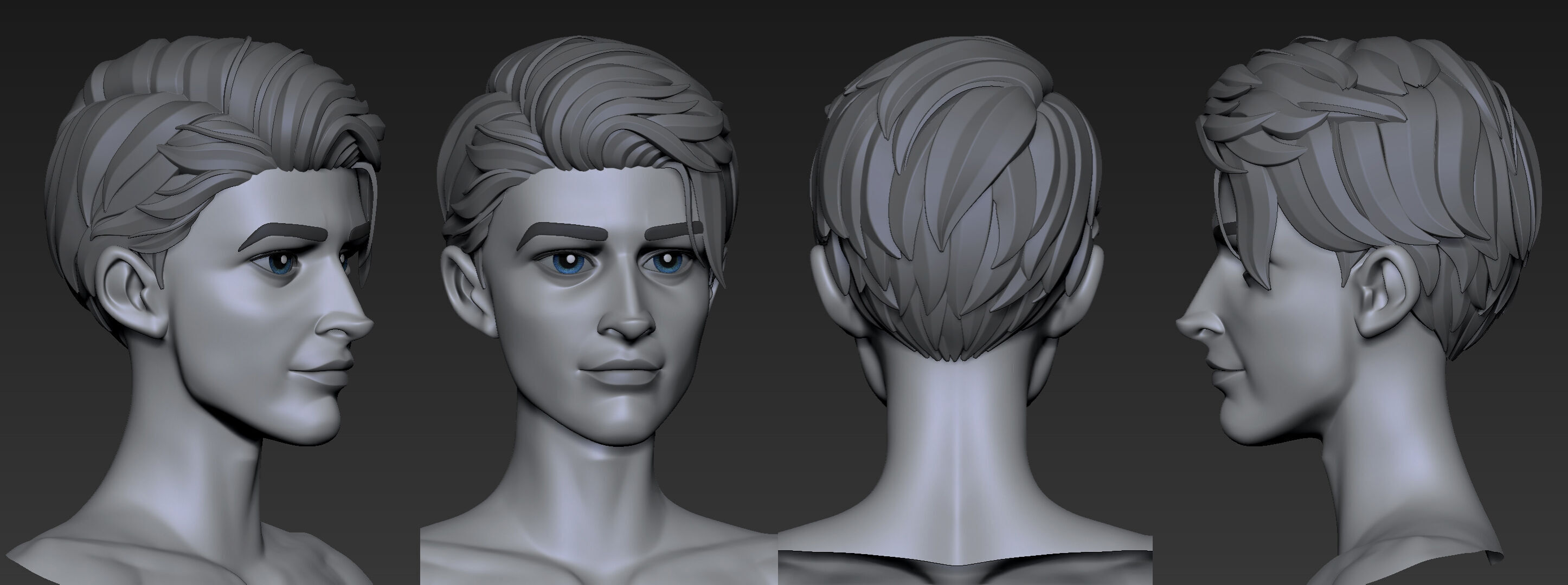 Highpoly and Lowpoly 12 cartoon Stylized Hair package11 Low-poly 3D model_5