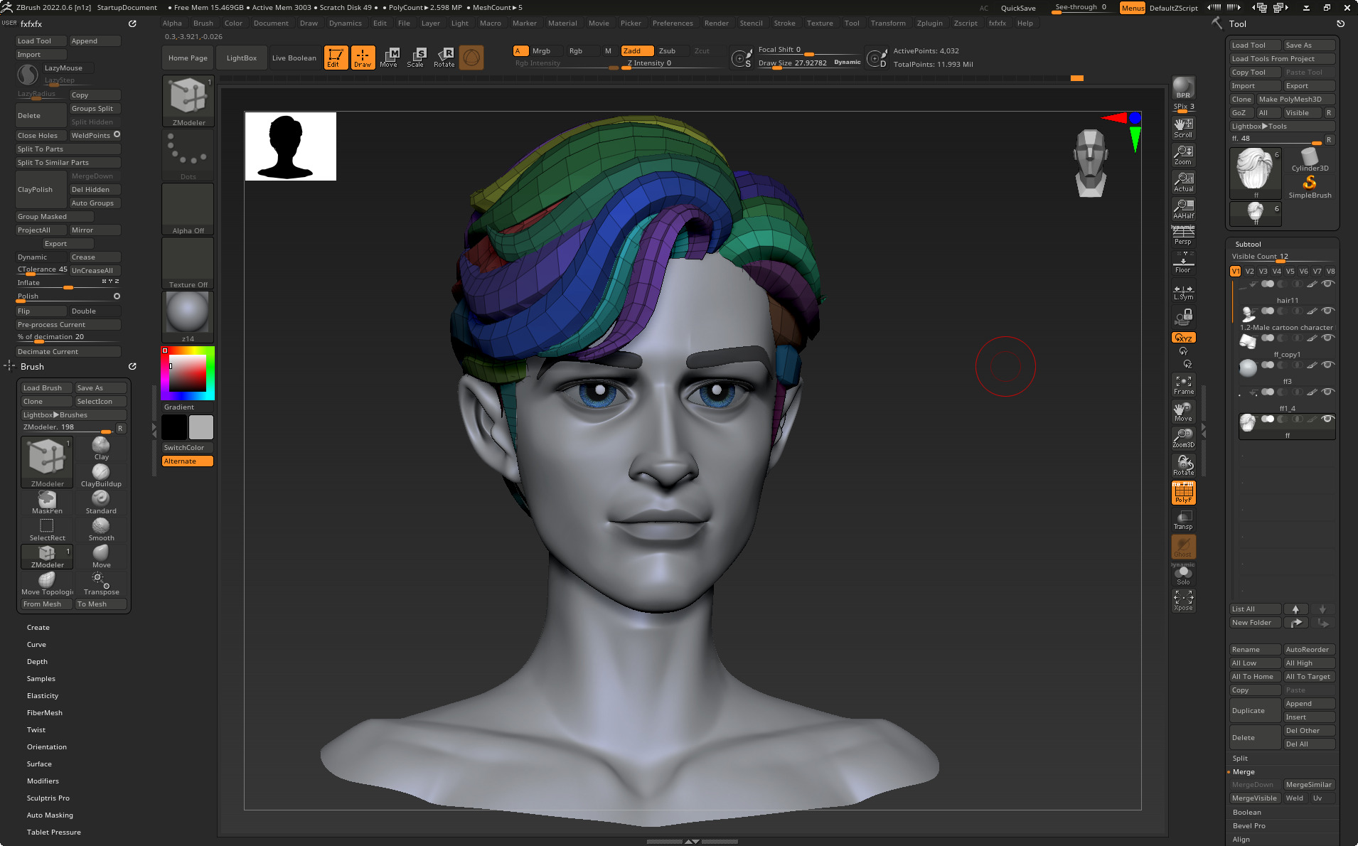 Highpoly and Lowpoly 12 cartoon Stylized Hair package11 Low-poly 3D model_8