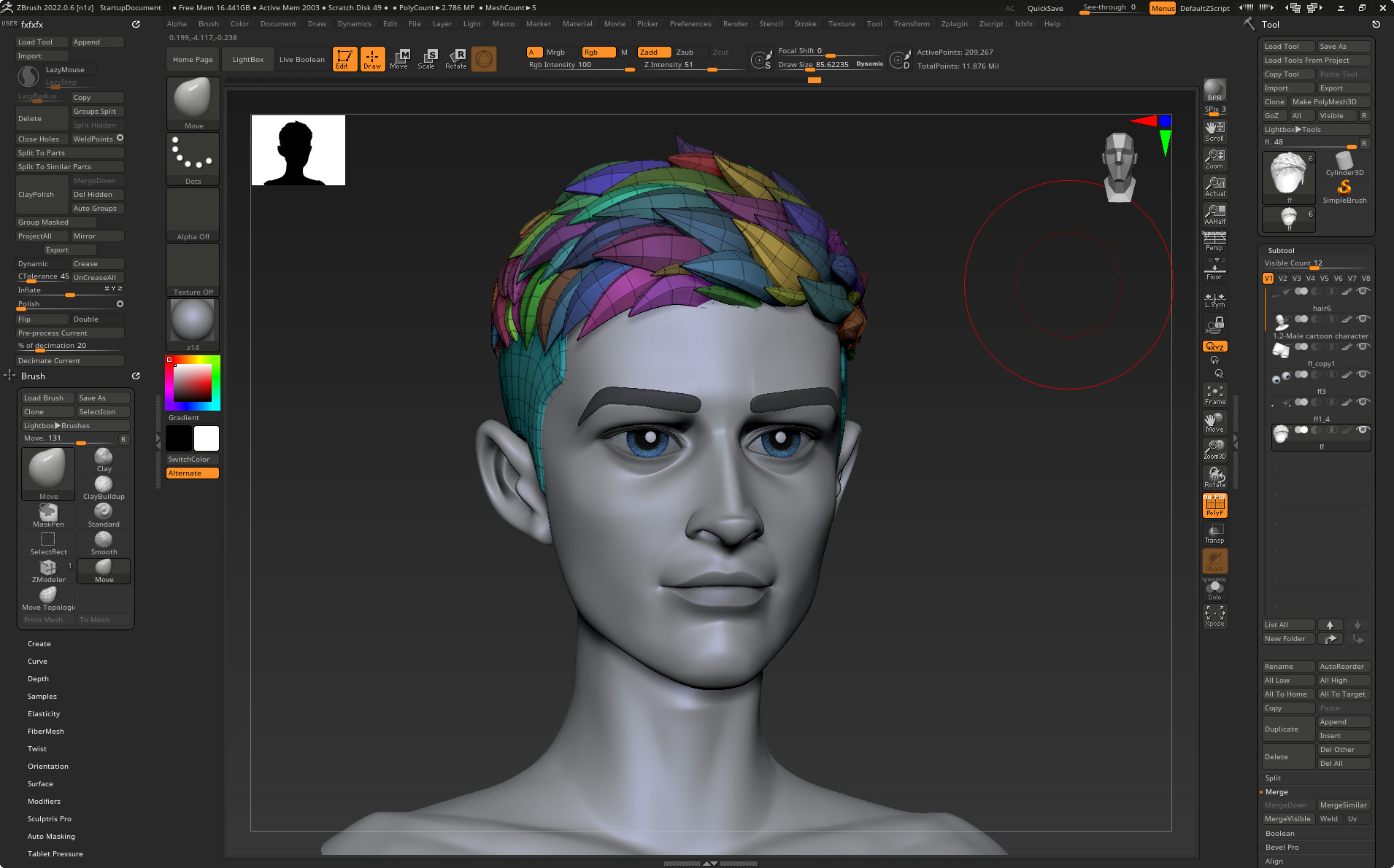 Highpoly and Lowpoly 12 cartoon Stylized Hair package11 Low-poly 3D model_20