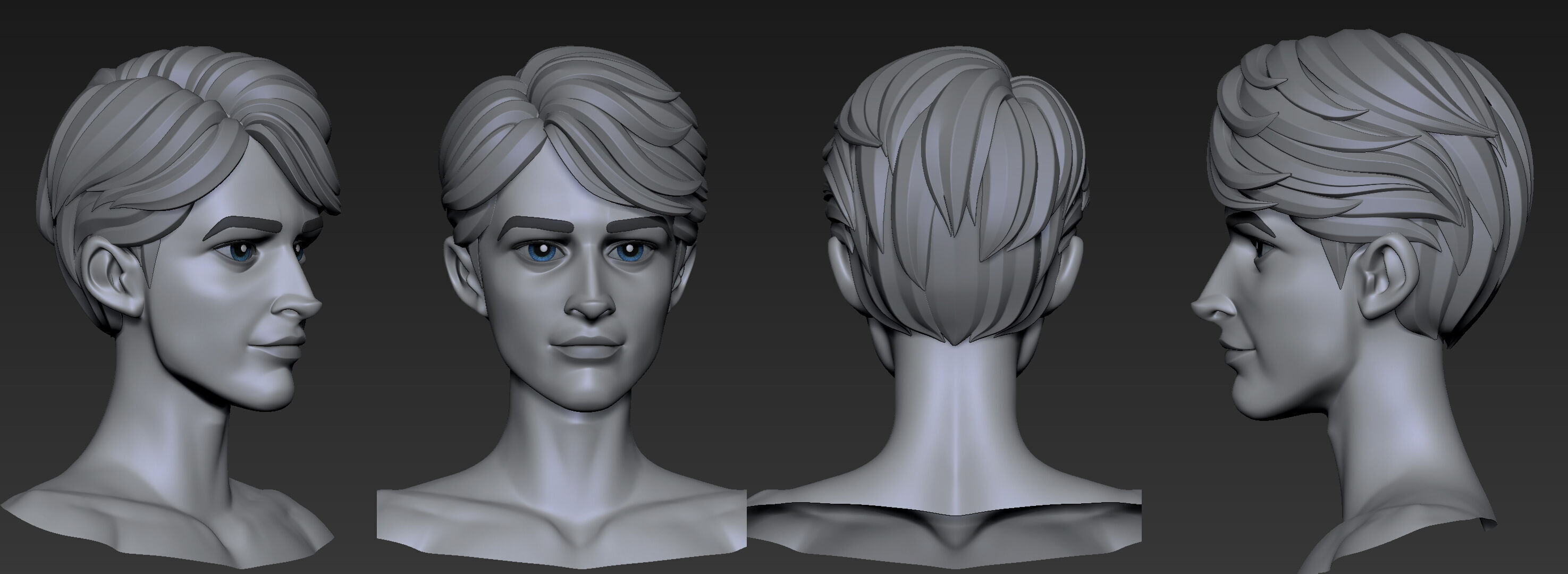 Highpoly and Lowpoly 12 cartoon Stylized Hair package11 Low-poly 3D model_17